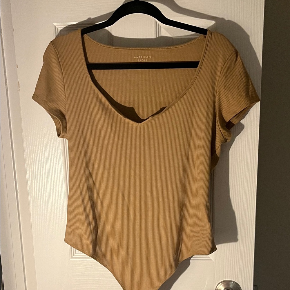 American Eagle Outfitters Camel Ribbed Bodysuit